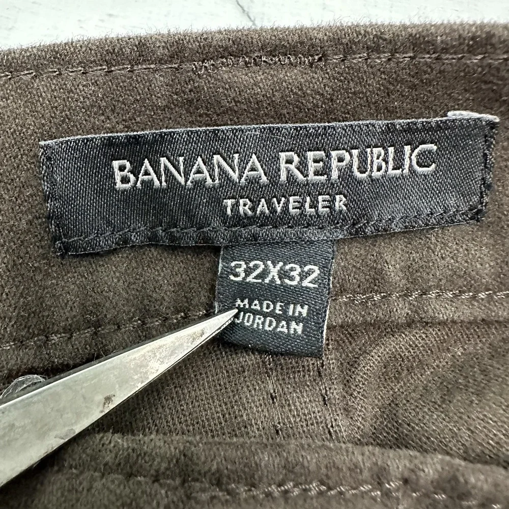 Banana Republic Traveler Moleskin Pants Mens 32x32 Cocoa Brown Slim Chino